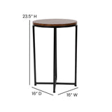 English Elm End Table - Modern Walnut Finish Accent Table with Crisscross Matte Frame