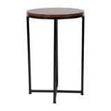 English Elm End Table - Modern Walnut Finish Accent Table with Crisscross Matte Frame