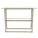 English Elm Glass Console Table with Matte Frame