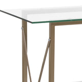 English Elm Glass Console Table with Matte Frame