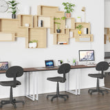 English Elm Finish Computer Desk with Silver Metal Frame