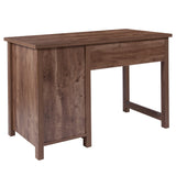 English Elm Wood Grain Finish Computer Desk with Metal Drawers