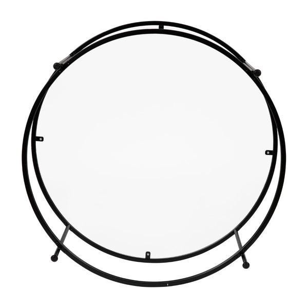 English Elm Round Coffee Table - Modern Clear Glass Coffee Table with Matte Frame