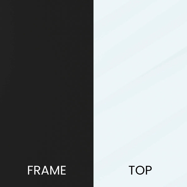 English Elm Round End Table - Modern Clear Glass Accent Table with Matte Frame