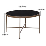 English Elm Black Glass Coffee Table with Matte Frame