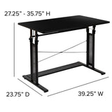 English Elm Height Adjustable (27.25-35.75"H) Sit to Stand Home Office Desk -