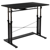 English Elm Height Adjustable (27.25-35.75"H) Sit to Stand Home Office Desk -