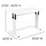 English Elm Height Adjustable (27.25-35.75"H) Sit to Stand Home Office Desk -