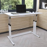 English Elm Height Adjustable (27.25-35.75"H) Sit to Stand Home Office Desk -