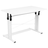 English Elm Height Adjustable (27.25-35.75"H) Sit to Stand Home Office Desk -