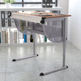 English Elm Adjustable Drawing and Drafting Table with Pewter Frame