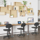 English Elm Computer Table and Desk in Wood Grain Finish with Metal Wheels