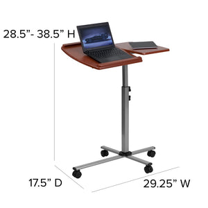 English Elm Angle and Height Adjustable Mobile Laptop Computer Table with Top