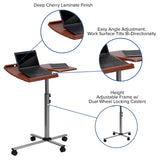 English Elm Angle and Height Adjustable Mobile Laptop Computer Table with Top