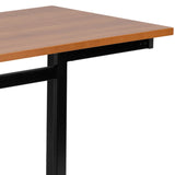 English Elm Computer Desk with Black Metal Frame