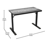 English Elm 43" Commercial Grade Gaming Desk with LED Lights, Tempered Glass Desktop, Home or Office Computer Table, Steel Frame with LED Light Remote,