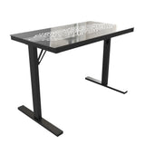 English Elm 43" Commercial Grade Gaming Desk with LED Lights, Tempered Glass Desktop, Home or Office Computer Table, Steel Frame with LED Light Remote,