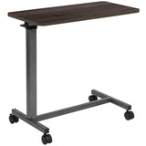 English Elm Commercial Grade Adjustable Overbed Table with Wheels for Home and Hospital