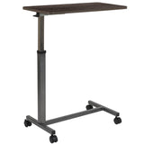 English Elm Commercial Grade Adjustable Overbed Table with Wheels for Home and Hospital