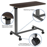 English Elm Commercial Grade Adjustable Overbed Table with Wheels for Home and Hospital