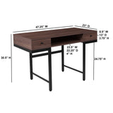 English Elm Wood Grain Finish Computer Desk with Drawers and Black Metal Legs