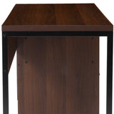 English Elm Coffee Wood Grain Finish Computer Desk with Black Metal Frame