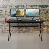 English Elm 55" x 24" Extra Large Gaming Desk with Headphone Hook and Cup Holder - Free Mouse Pad