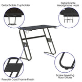 English Elm Gaming Ergonomic Desk with Cup Holder and Headphone Hook