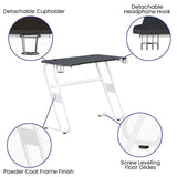 English Elm Gaming Ergonomic Desk with Cup Holder and Headphone Hook