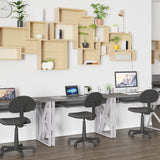 English Elm Computer Desk with Pull-Out Keyboard Tray and Cross-Brace Frame