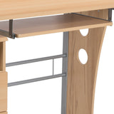 English Elm Desk with Three Drawer Pedestal and Pull-Out Keyboard Tray