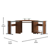 English Elm Laminate Corner Desk with Pull-Out Keyboard Tray and CPU Cart