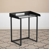 Modern Glass Desk with Cable Management & Metal Frame - Compact & Stylish Design