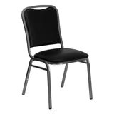 English Elm Commercial Grade Series Stacking Banquet Chair in Vinyl - Silver Vein Frame