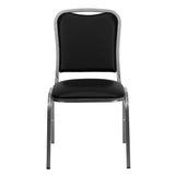 English Elm Commercial Grade Series Stacking Banquet Chair in Vinyl - Silver Vein Frame