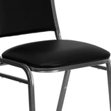 English Elm Commercial Grade Series Stacking Banquet Chair in Vinyl - Silver Vein Frame