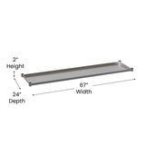 English Elm Commercial Grade Galvanized Under Shelf for Prep and Work Tables - Adjustable Lower Shelf for 30" x 72" Tables