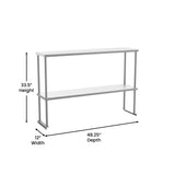 English Elm Commercial Grade Commercial Grade 430 18 Gauge NSF Certified 48" x 12" Metal Kitchen Double Overshelf