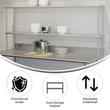 English Elm Commercial Grade Commercial Grade 430 18 Gauge NSF Certified 72" x 12" Metal Kitchen Double Overshelf