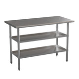 English Elm Commercial Grade 18 Gauge Work Table with 2 Undershelves - NSF Certified - 48"W x 24"D x 34.5"H