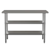 English Elm Commercial Grade 18 Gauge Work Table with 2 Undershelves - NSF Certified - 48"W x 24"D x 34.5"H