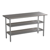 English Elm Commercial Grade 18 Gauge Work Table with 2 Undershelves - 60"W x 24"D x 34.5"H, NSF