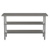 English Elm Commercial Grade 18 Gauge Work Table with 2 Undershelves - 60"W x 24"D x 34.5"H, NSF