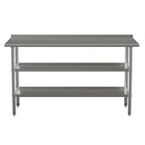 English Elm Commercial Grade 18 Gauge Work Table with 1.5" Backsplash and 2 Undershelves - 60"W x 24"D x 36"H, NSF