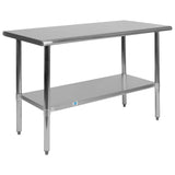 English Elm Commercial Grade 18 Gauge Prep and Work Table with Undershelf - NSF Certified - 48"W x 24"D x 34.5"H