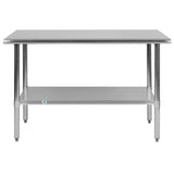 English Elm Commercial Grade 18 Gauge Prep and Work Table with Undershelf - NSF Certified - 48"W x 24"D x 34.5"H