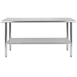 English Elm Commercial Grade 18 Gauge Prep and Work Table with Undershelf - NSF Certified - 60"W x 24"D x 34.5"H