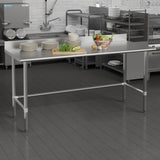 Commercial Grade Commercial Grade 430 18 Gauge NSF Certified Open Base Kitchen Prep and Work Table with 4