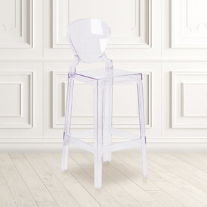 English Elm Commercial Grade Ghost Barstool with Tear Back