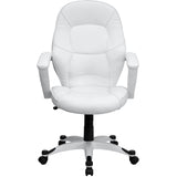 English Elm Commercial Grade Mid-Back LeatherSoft Tapered Back Executive Swivel Office Chair with Base and Arms